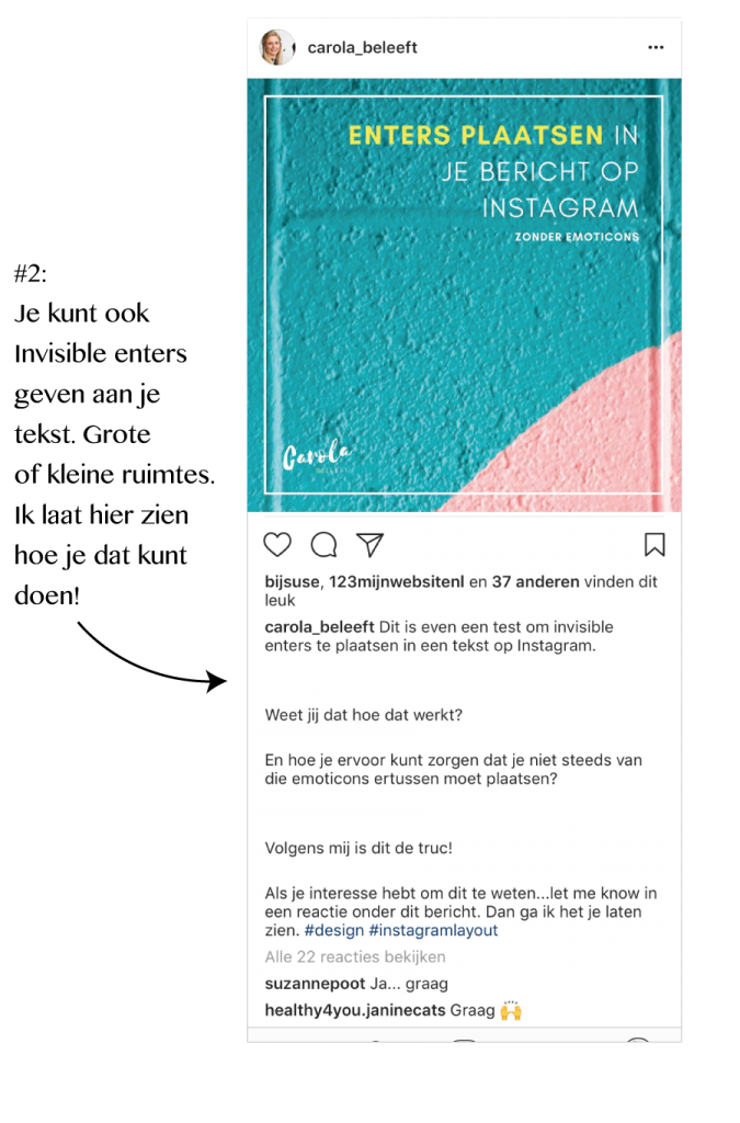 Instagram enters geven aan tekst