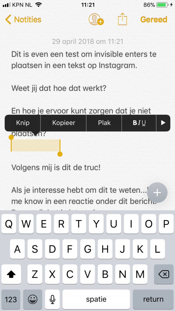 Enters toevoegen aan je Instagram Post Carola Beleeft